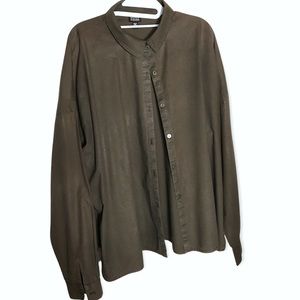 Eileen Fisher Classic Collar shirt. Chocolate. Size L